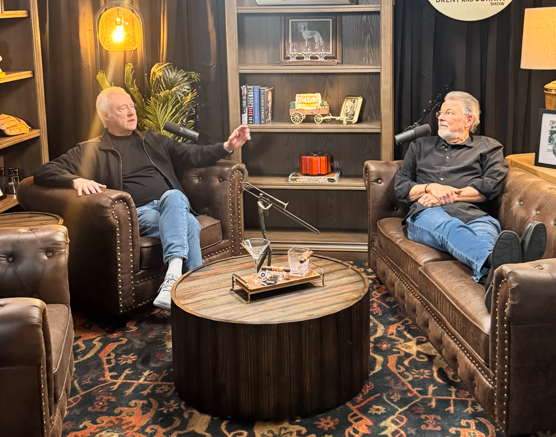 Brent Spiner and Jonathan Frakes in the studio